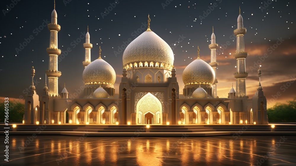 3d mosque ramadan background