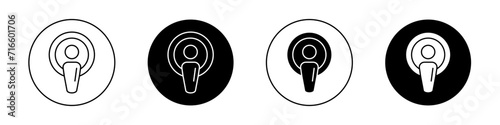 Podcast icon set. Transparent pod microphone vector symbol in a black filled and outlined style. Line audience pod sign. photo