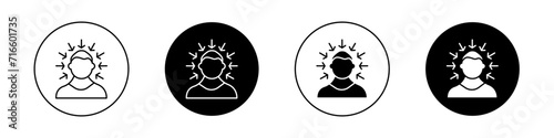 Persuasion icon set. Brainstorming blandishment attention vector symbol in a black filled and outlined style. Man coercion arrow sign. photo
