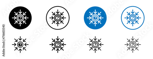 Comprehensible Line Icon Set. Straightforward question cogwheel and intelligence comprehension symbol in black and blue color. photo