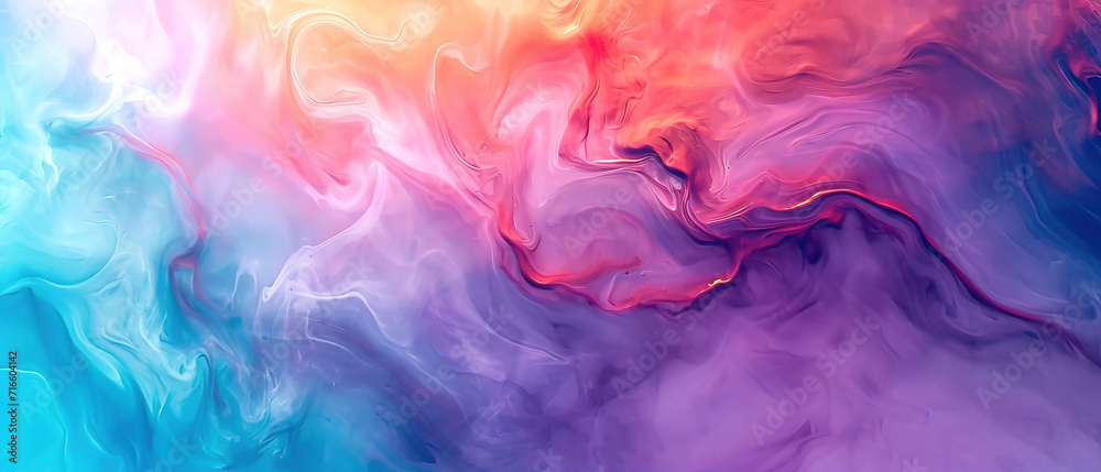 abstract colorful smoke Refreshing Waves Liquid Surface with Abstract Patterns, Reflecting the Summer Sky at the Beach Slime smooth, Background ultrawide 21:9