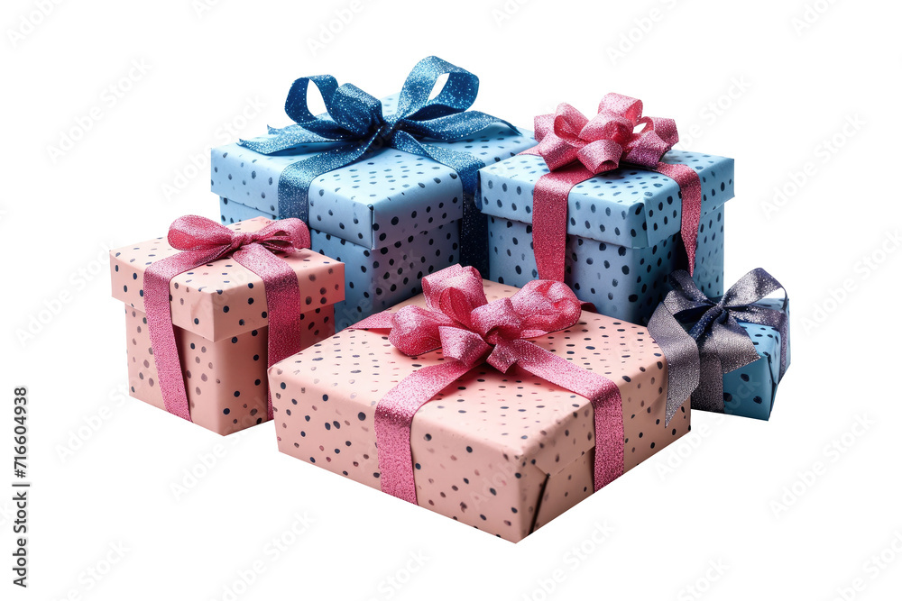 Obraz premium Colorful gift boxes isolated on transparent background.