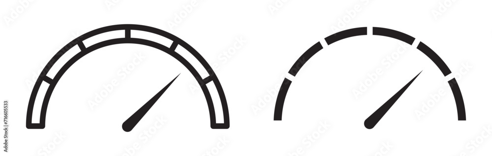 Performance Indicator Vector Illustration Set. Fast speedometer and ...