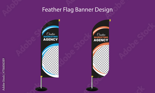 Business signage feather flag vector template design
