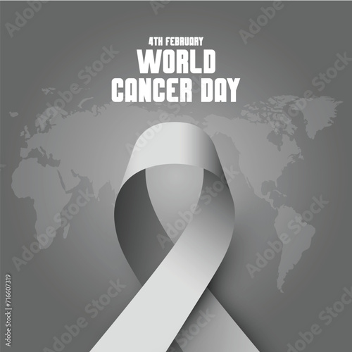 World cancer day poster in gray tone