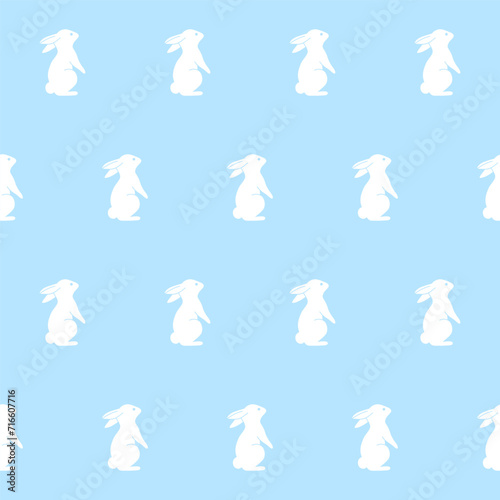 Bunny seamless pattern vector illustration. Simple cartoon easter background. Hand drawn flat design.