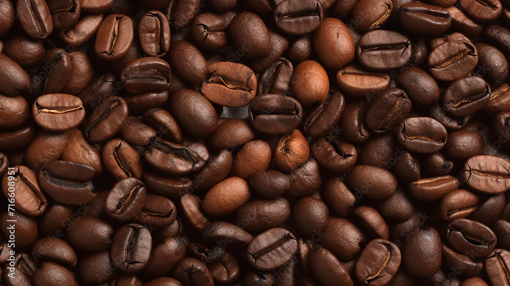 Fototapeta premium coffee bean texture, arabica background, fresh roasted black coffee beans