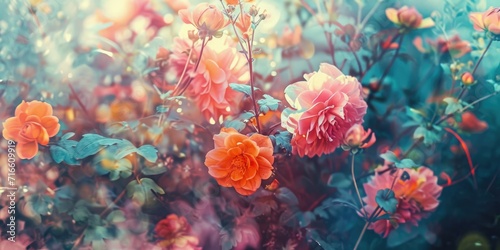 Watercolor flowers are combined with watercolor on paper © BraveSpirit