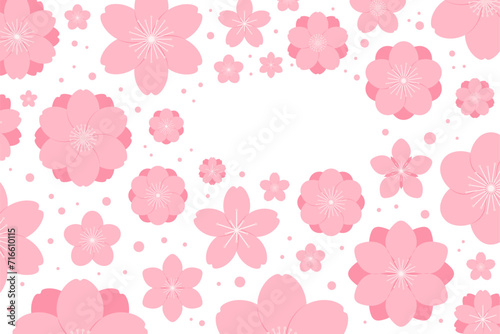 Spring flowers, blossoms, blooms, floral frame. Rectangular border with copy space on transparent background. Flat style vector illustration. Abstract geometric design. Concept seasonal banner