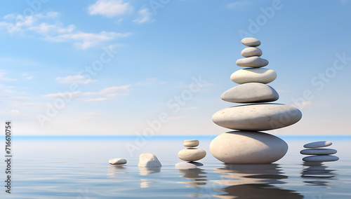 stack of stones on the beach - balance pile