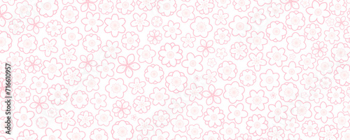 Spring flowers, blossoms, blooms, floral background. Line art style vector illustration on transparent. Abstract geometric design. Concept seasonal promotion, banner, advertising, poster, sale