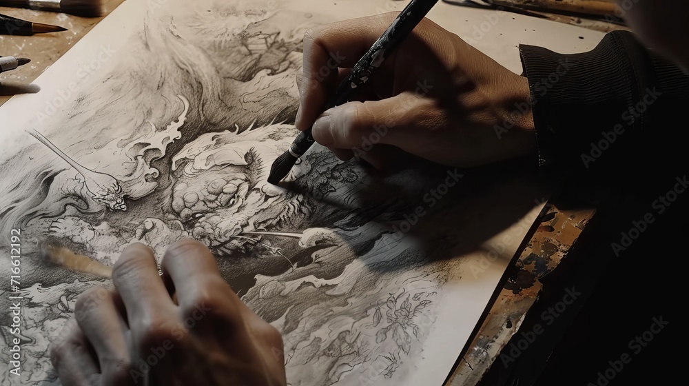 hand drawn tiger portrait