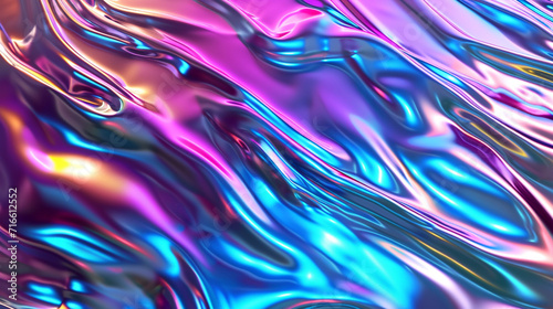 Trendy Multicolored Iridescent Texture Of Wavy Vibrant Surface With Ripples. Copy paste area for texture