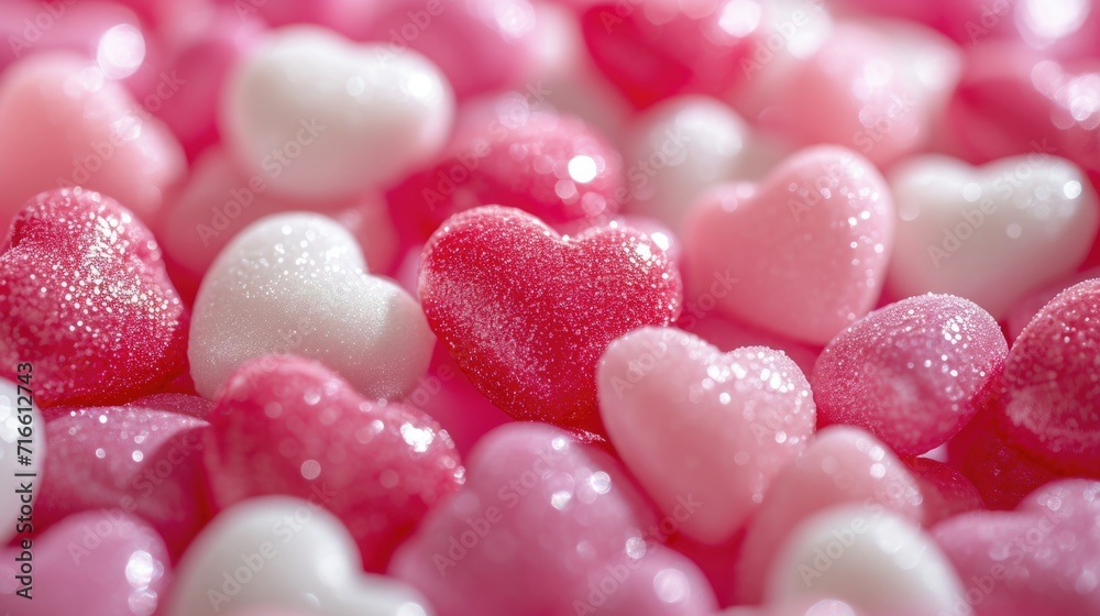 Playful Candy Heart Ocean: Pink, White, and Red Sweets - Valentine's Day Concept Playful Candy Heart Ocean: Pink, White, and Red Sweets - Valentine's Day Concept