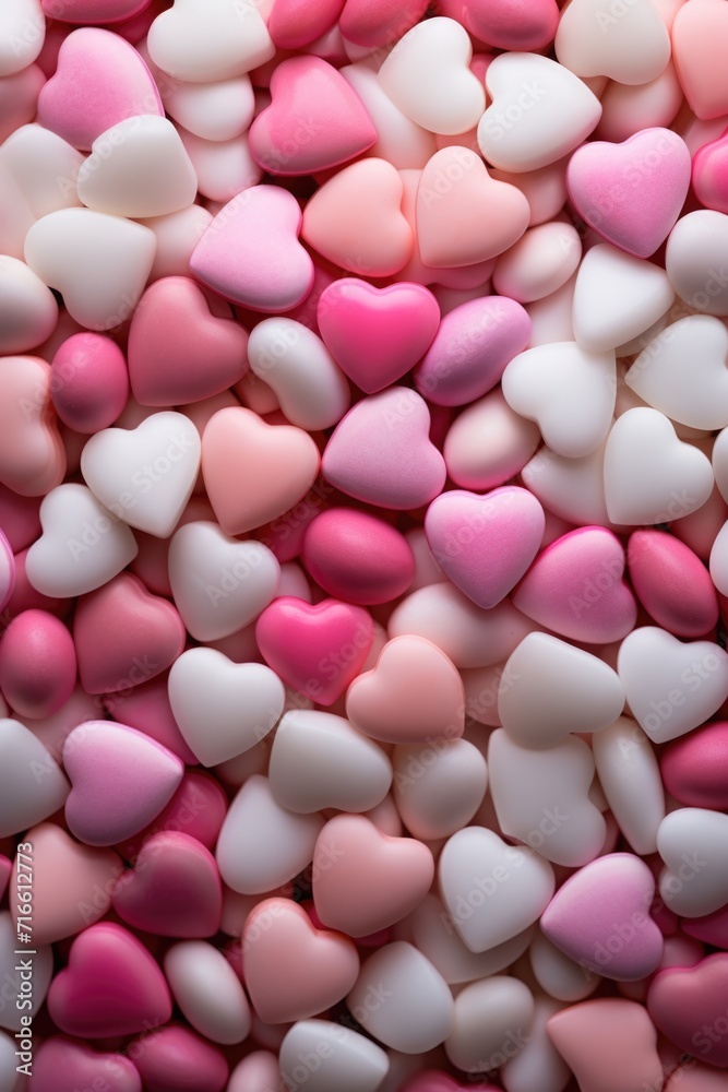 Playful Candy Heart Ocean: Pink, White, and Red Sweets - Valentine's Day Concept Playful Candy Heart Ocean: Pink, White, and Red Sweets - Valentine's Day Concept