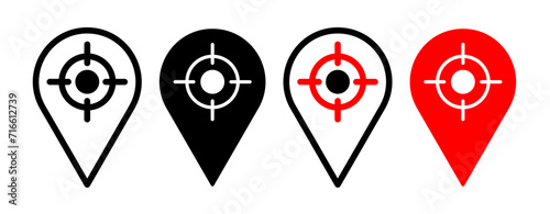 GPS Navigation Line Icon. GPS target focus icon Black and white color