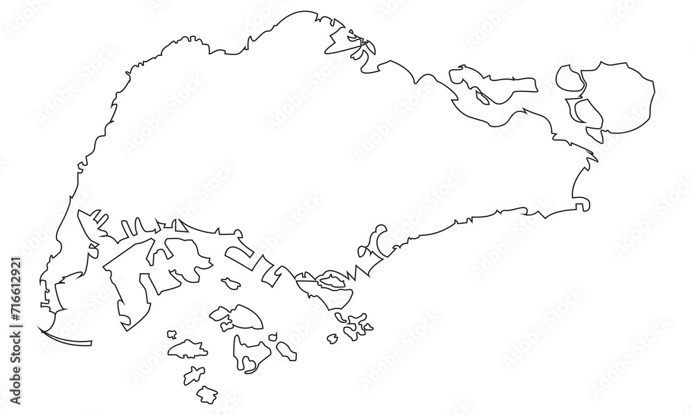 Singapore map. Continuous single line style. Good use for symbol, logo, web icon, mascot, sign, or any design you want. Easy to use.