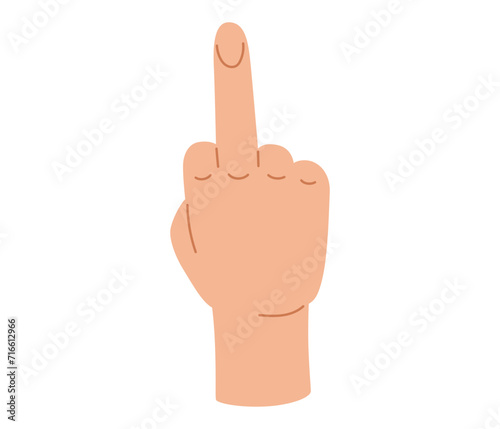 Middle finger sign. Human hand. Fuck You arm gesture. Vector illustration in hand drawn style