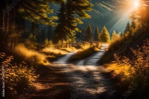sunrise in the forest background