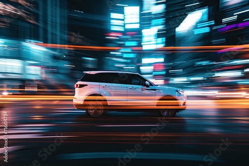 A high-speed SUV rushes through the night streets © BraveSpirit