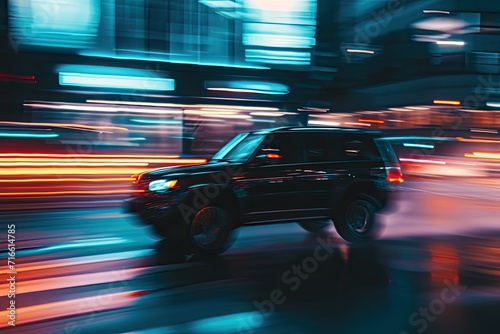 A high-speed SUV rushes through the night streets