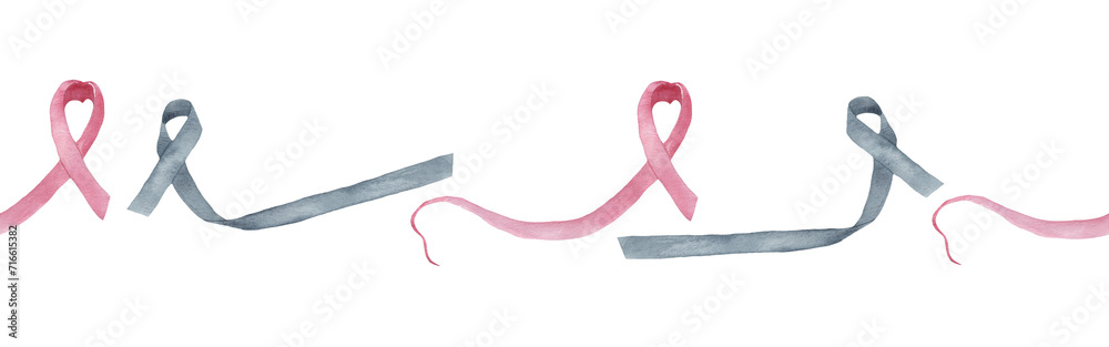 Watercolour illustration of waving ribbon border. Hand drawn watercolor ...