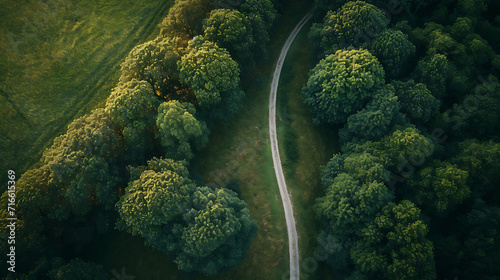 the road in the forest - landscape, a path, aerial view, some trees © LiezDesign