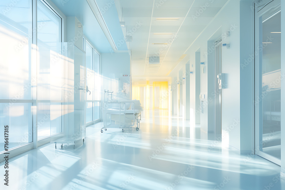 hospital corridor with light shining through glass, in the style of soft pastel colors, medical themes. hospital corridor with light shining through glass, in the style of soft pastel colors, medical themes.