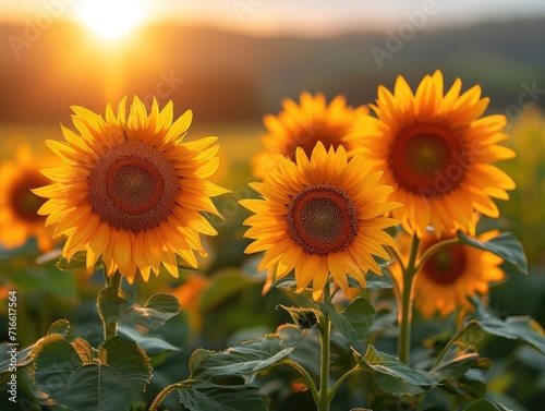 A radiant sea of golden sunflowers dance beneath the vast blue sky  their bright petals bursting with life and their pollen beckoning the warmth of summer