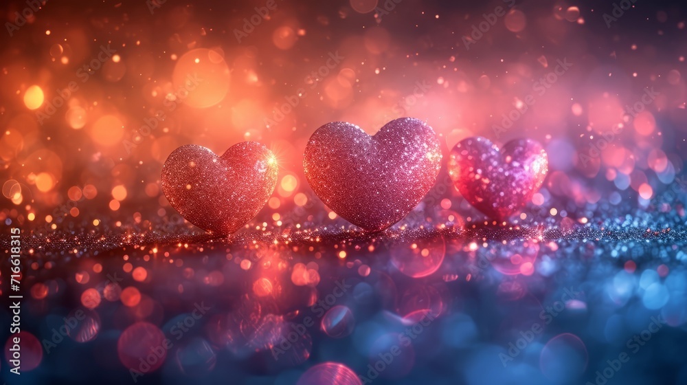 Blurry Bokeh Hearts Creative Background. Valentine's Day Wallpaper Blurry Bokeh Hearts Creative Background. Valentine's Day Wallpaper