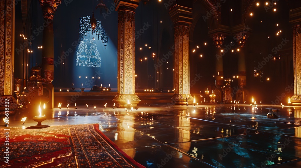 Fototapeta premium Arabian night in ramadan 8k realistic lightining