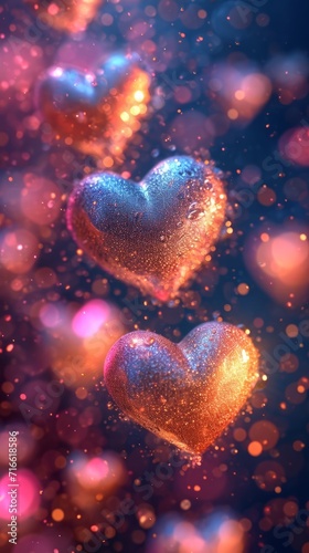 Blurry Bokeh Hearts Creative Background. Valentine s Day Wallpaper 