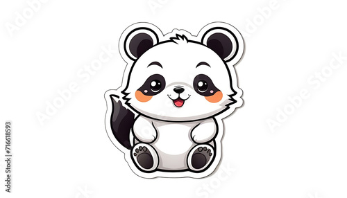 panda cartoon sticker in white background