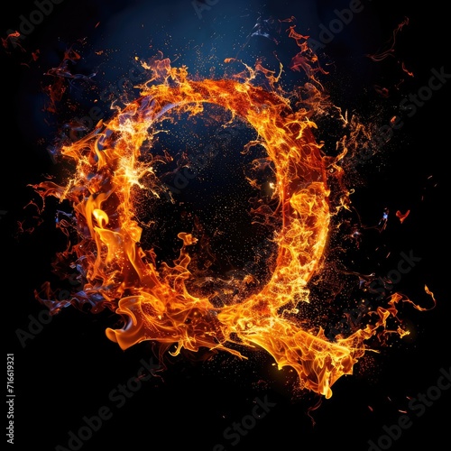Capital letter Q with fire growing out