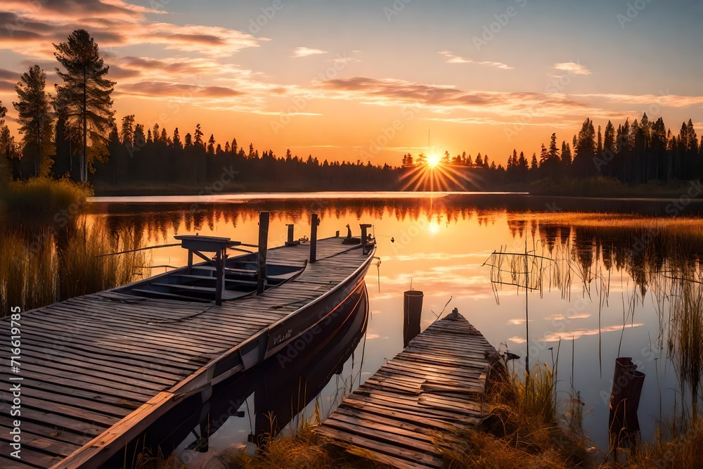 beauty of sunrise over the lake