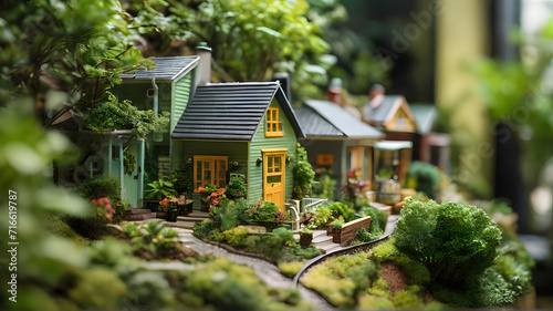 Green Harmony Miniature Neighborhood Blends Nature and Urban Living - AI