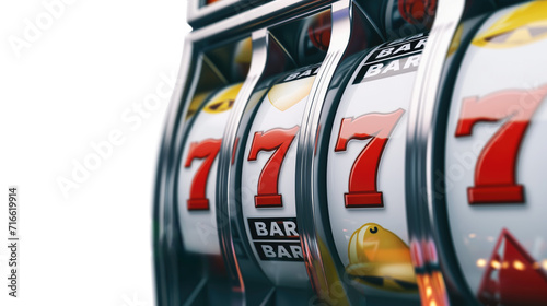 traditional casino slots machine with number 7s 