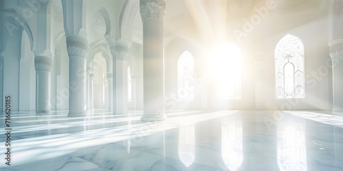 Islamic mosque interior architecture. Celebration of Ramadan Kareem