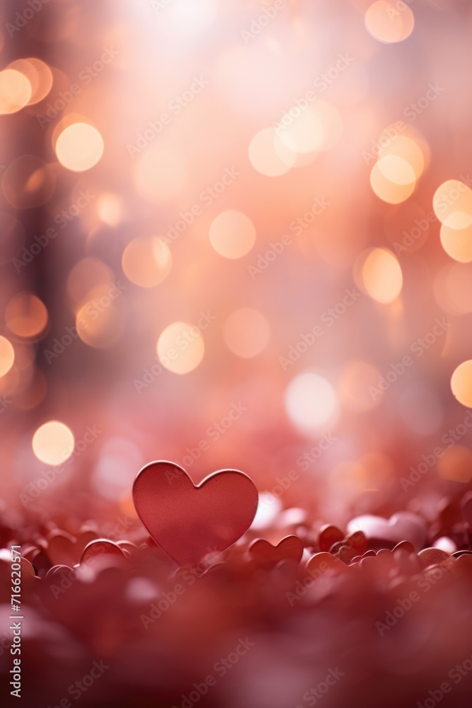 Enchanting Heart Bokeh in Red and Pink: Magical Warm Light Gradient - Valentine's Day Concept
