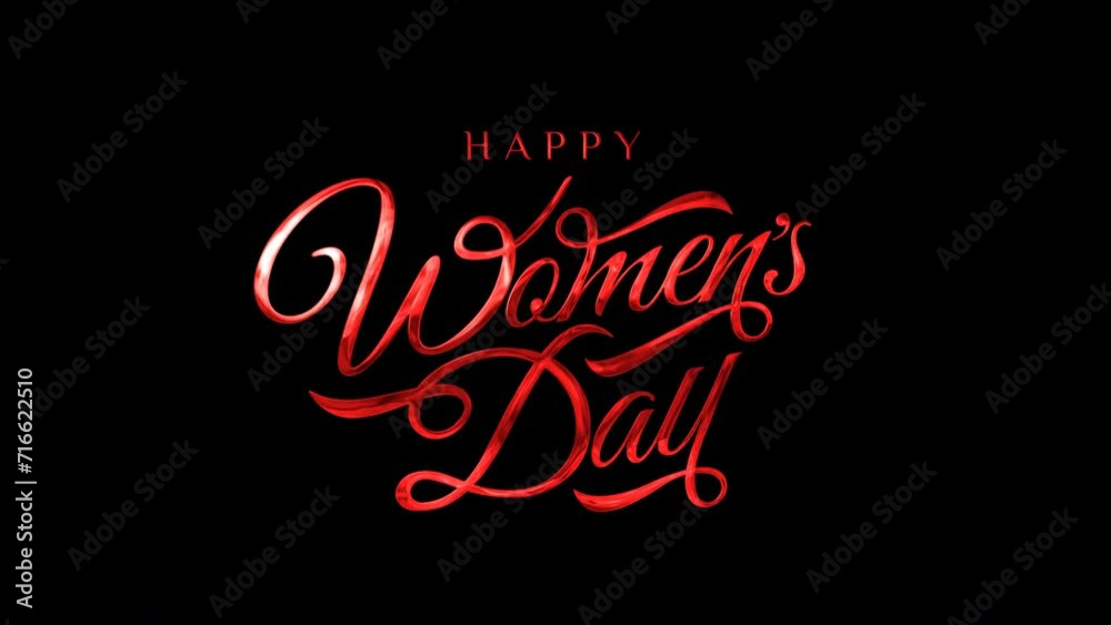 Happy international women's day greeting animation text, lettering on alpha or transparent background, for banner, social media feed, stories template Happy international women's day greeting animation text, lettering on alpha or transparent background, for banner, social media feed, stories template