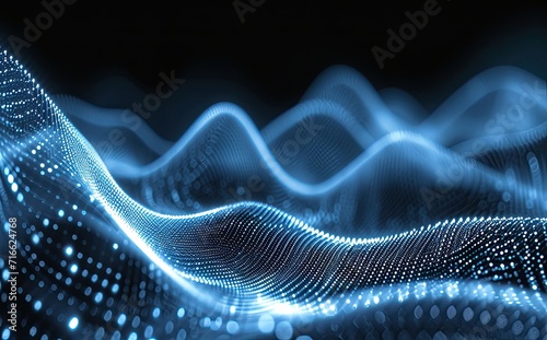 blue and white light wave background pattern, technology-based tech punk art