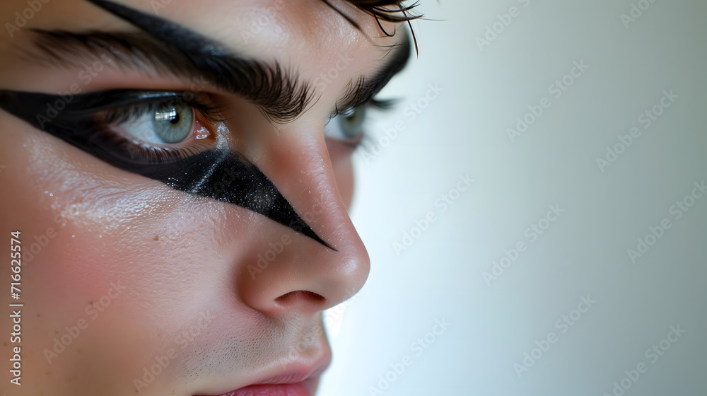 Fototapeta premium Male Model with Dramatic Eye Makeup and Bold Look