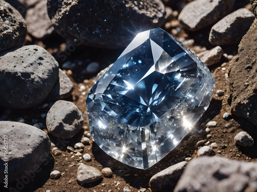 Shiny Blue Gemstones on Elegant Black Background: Luxury Jewelry Decoration