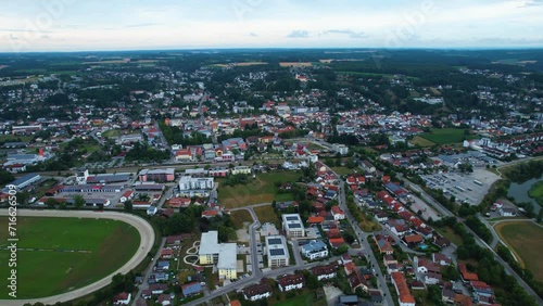 Aerial view around the city Pfarrkirchen in Germany on a cloudy day in summer photo