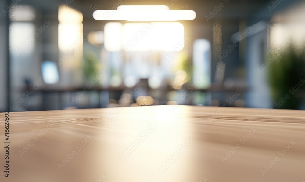 An empty wooden table top with a blurred modern office space background, featuring glass walls and a bright, airy atmosphere, suitable for product display or as a clean, minimalist workspace setting. An empty wooden table top with a blurred modern office space background, featuring glass walls and a bright, airy atmosphere, suitable for product display or as a clean, minimalist workspace setting.