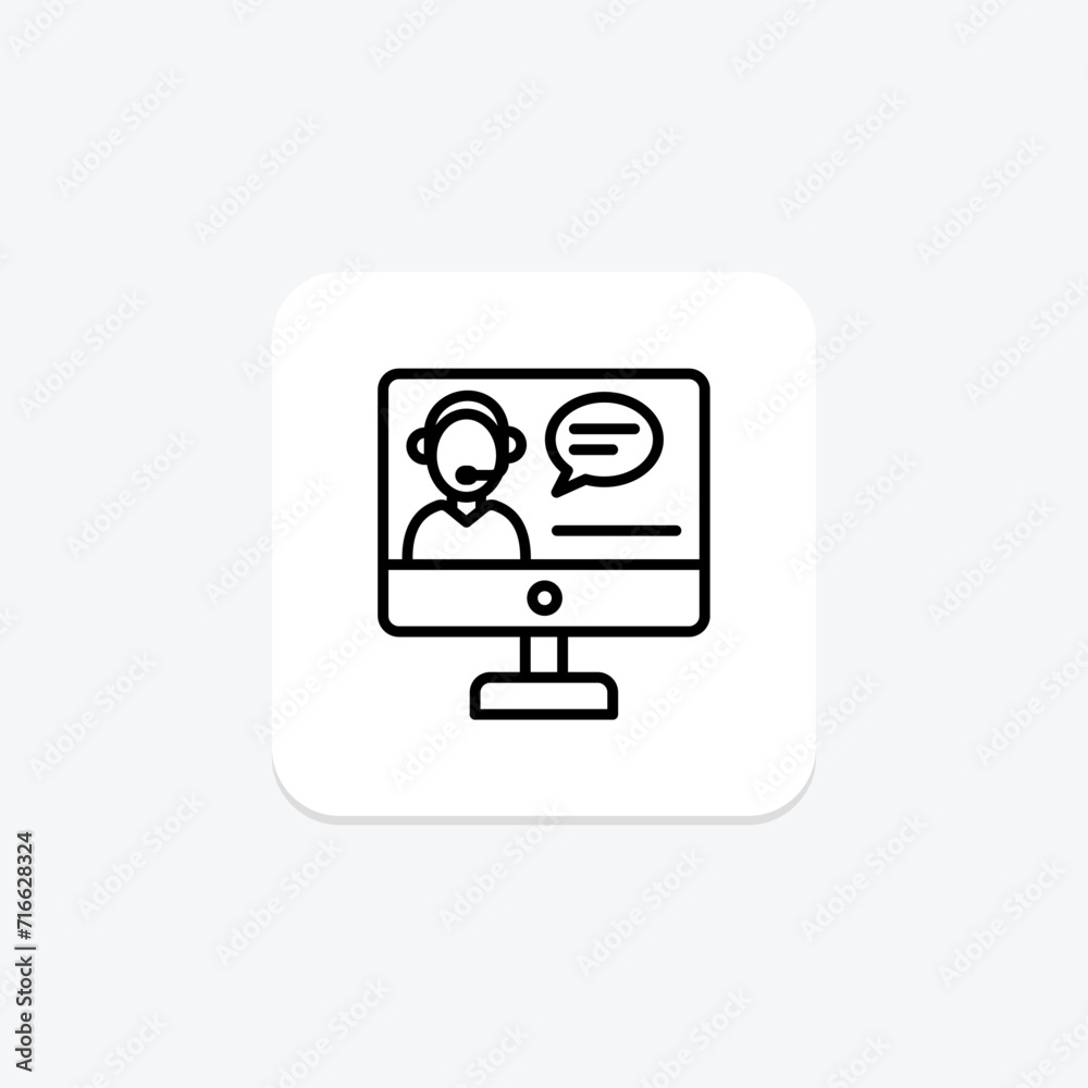 Client support black outline icon , vector, pixel perfect, illustrator file Client support black outline icon , vector, pixel perfect, illustrator file