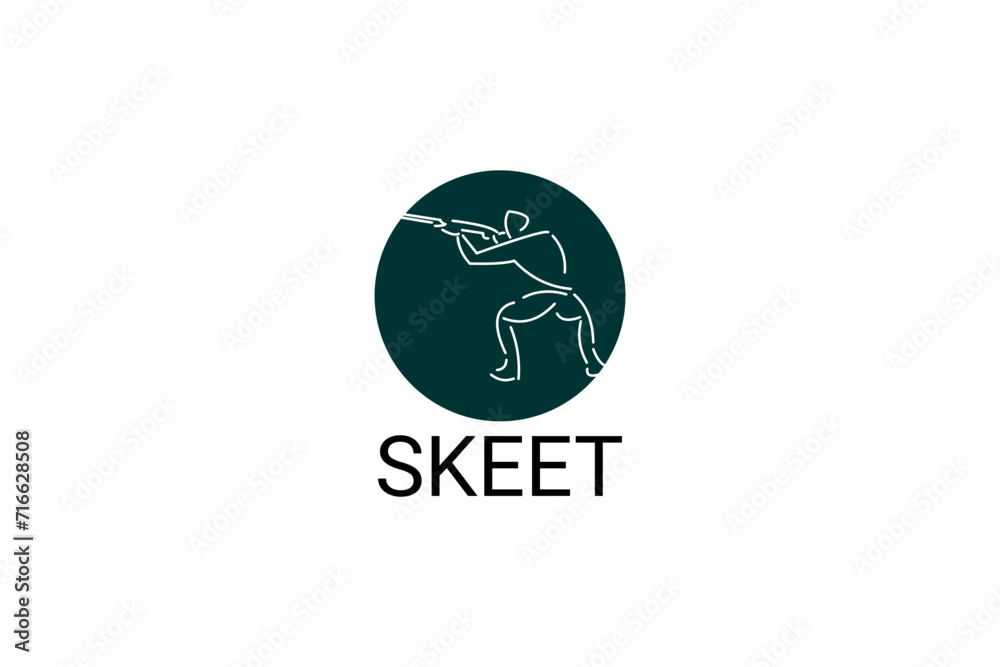 skeet sport vector line icon. an athlete posing for a shot. sport pictogram, vector illustration. skeet sport vector line icon. an athlete posing for a shot. sport pictogram, vector illustration.