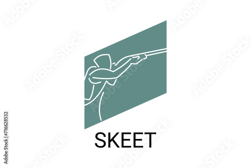 skeet sport vector line icon. an athlete posing for a shot. sport pictogram, vector illustration. photo
