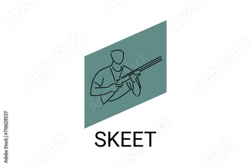 skeet sport vector line icon. an athlete posing for a shot. sport pictogram, vector illustration.