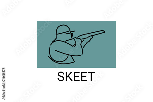 skeet sport vector line icon. an athlete posing for a shot. sport pictogram, vector illustration.